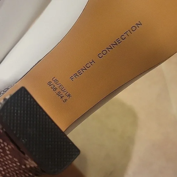 NEW! FRENCH CONNECTION Tall Liv Boots Snakeskin Heel Zipper Accent 6. - Picture 8 of 9